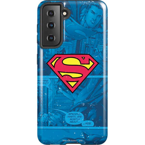 DC Comics Superman Logo Background Pattern Galaxy S21 5G Pro Case