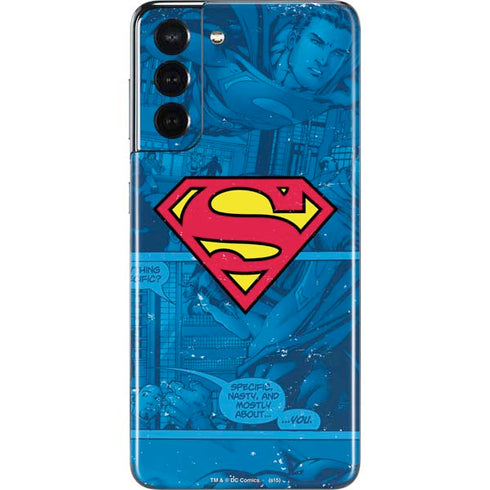 DC Comics Superman Logo Background Pattern Galaxy S21 5G Skin