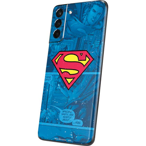 DC Comics Superman Logo Background Pattern Galaxy S21 5G Skin