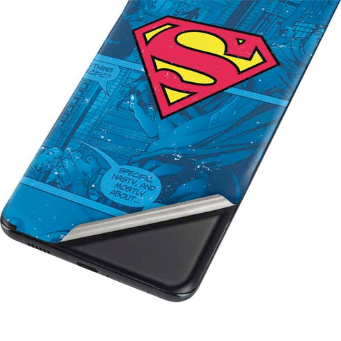 DC Comics Superman Logo Background Pattern Galaxy S21 5G Skin