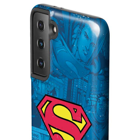 DC Comics Superman Logo Background Pattern Galaxy S21 FE Pro Case
