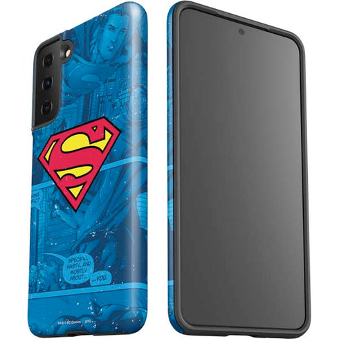 DC Comics Superman Logo Background Pattern Galaxy S21 FE Pro Case