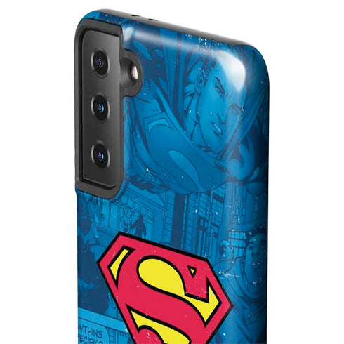 DC Comics Superman Logo Background Pattern Galaxy S21 Plus 5G Pro Case