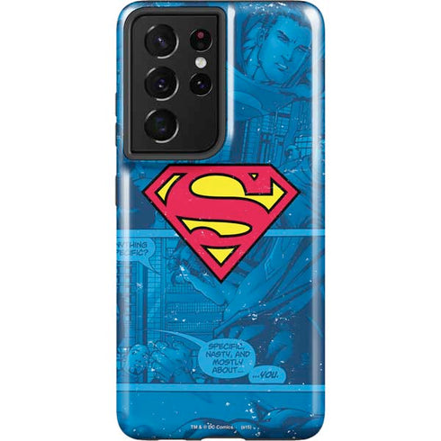 DC Comics Superman Logo Background Pattern Galaxy S21 Ultra 5G Pro Case
