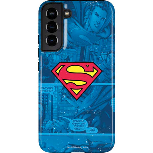DC Comics Superman Logo Background Pattern Galaxy S22 Plus Pro Case