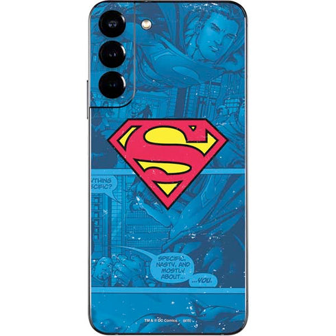 DC Comics Superman Logo Background Pattern Galaxy S22 Plus Skin