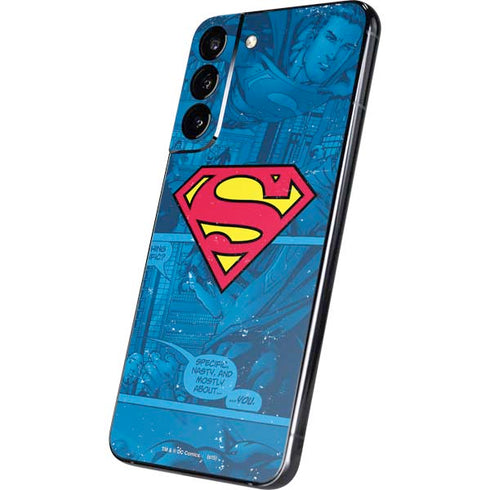 DC Comics Superman Logo Background Pattern Galaxy S22 Plus Skin