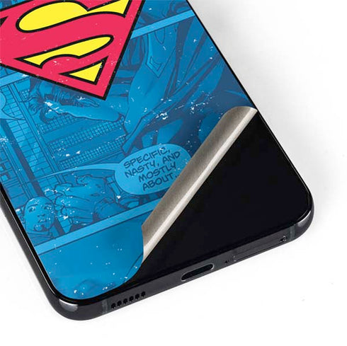 DC Comics Superman Logo Background Pattern Galaxy S22 Plus Skin