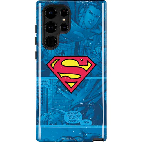 DC Comics Superman Logo Background Pattern Galaxy S22 Ultra Pro Case