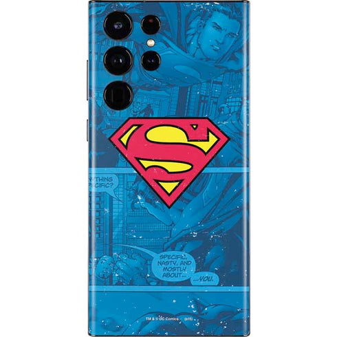 DC Comics Superman Logo Background Pattern Galaxy S22 Ultra Skin