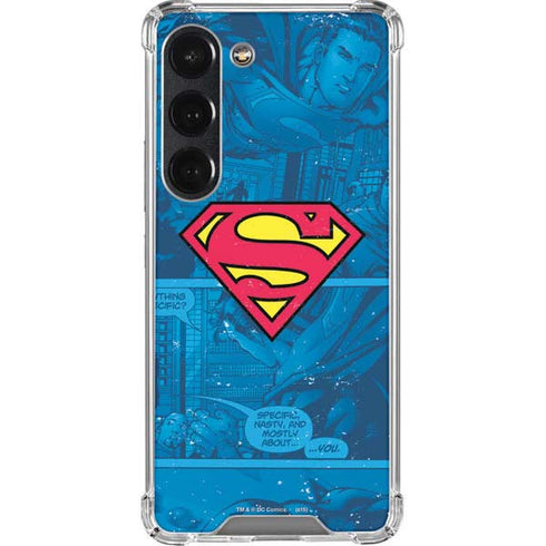 DC Comics Superman Logo Background Pattern Galaxy S23 Clear Case