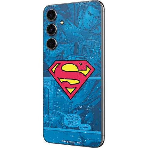 DC Comics Superman Logo Background Pattern Galaxy S23 FE Skin
