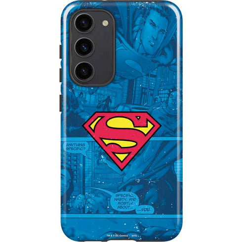 DC Comics Superman Logo Background Pattern Galaxy S23 Plus Pro Case