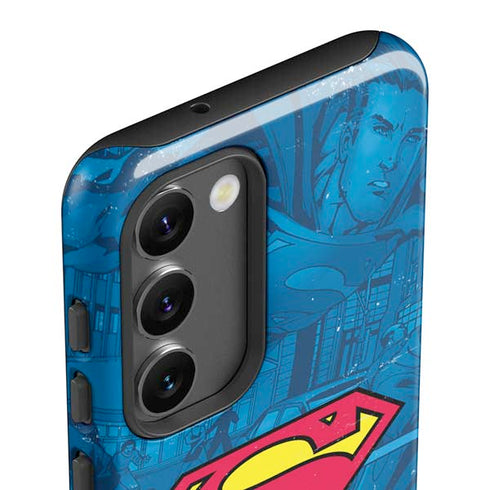 DC Comics Superman Logo Background Pattern Galaxy S23 Plus Pro Case