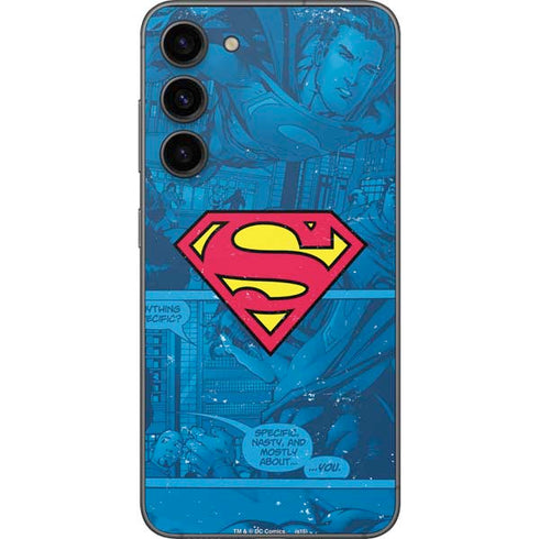 DC Comics Superman Logo Background Pattern Galaxy S23 Plus Skin