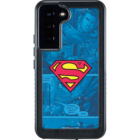 DC Comics Superman Logo Background Pattern Galaxy S23 Plus Waterproof Case