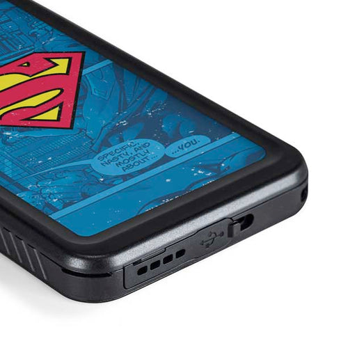 DC Comics Superman Logo Background Pattern Galaxy S23 Plus Waterproof Case