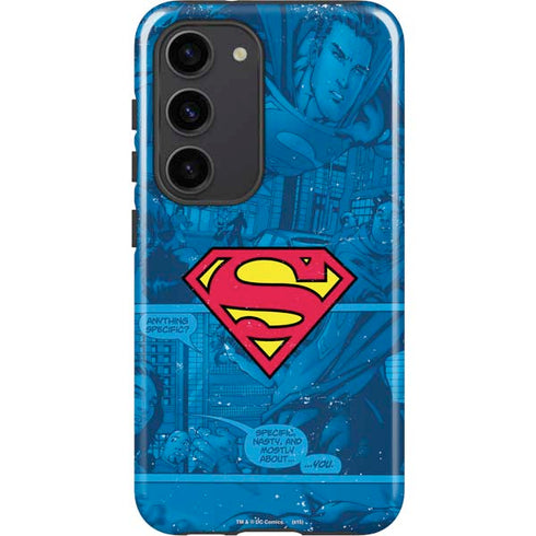 DC Comics Superman Logo Background Pattern Galaxy S23 Pro Case