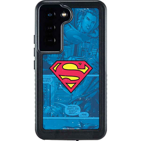 DC Comics Superman Logo Background Pattern Galaxy S23 Waterproof Case