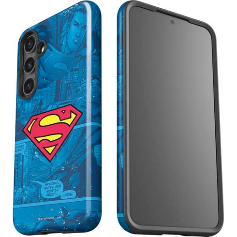 DC Comics Superman Logo Background Pattern Galaxy S24 Impact Case