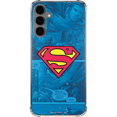 DC Comics Superman Logo Background Pattern Galaxy S24 Plus Clear Case