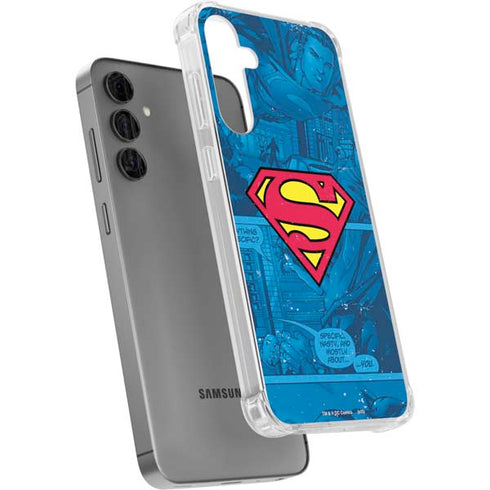 DC Comics Superman Logo Background Pattern Galaxy S24 Plus Clear Case
