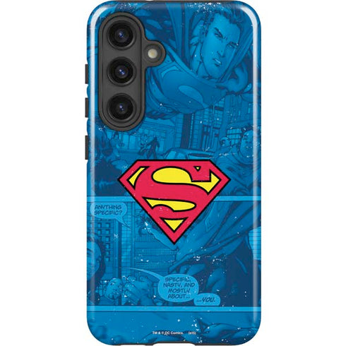 DC Comics Superman Logo Background Pattern Galaxy S24 Plus Impact Case