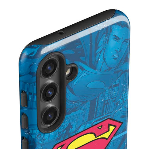 DC Comics Superman Logo Background Pattern Galaxy S24 Plus Impact Case