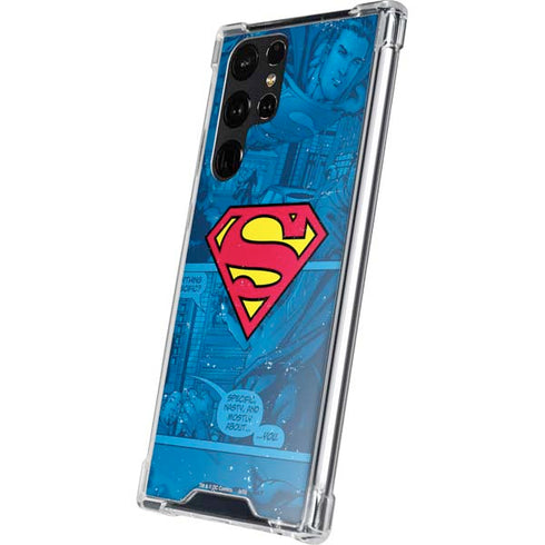DC Comics Superman Logo Background Pattern Galaxy S24 Ultra Clear Case
