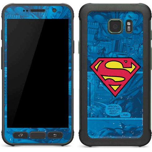 DC Comics Superman Logo Background Pattern Galaxy S7 Active Skin