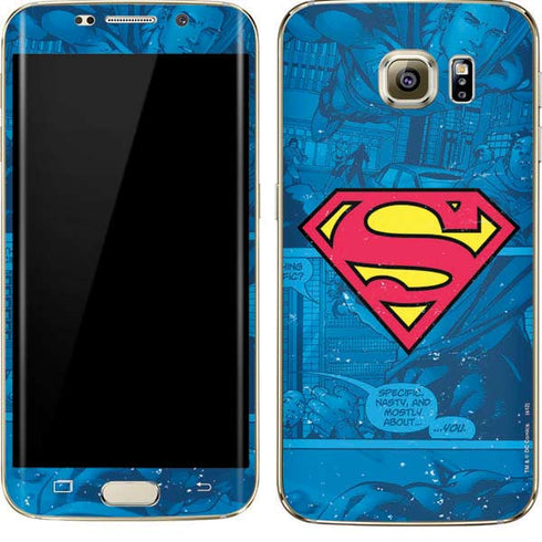 DC Comics Superman Logo Background Pattern Galaxy S7 Edge Skin