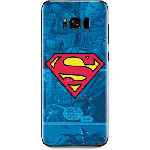 DC Comics Superman Logo Background Pattern Galaxy S8 Plus Skin
