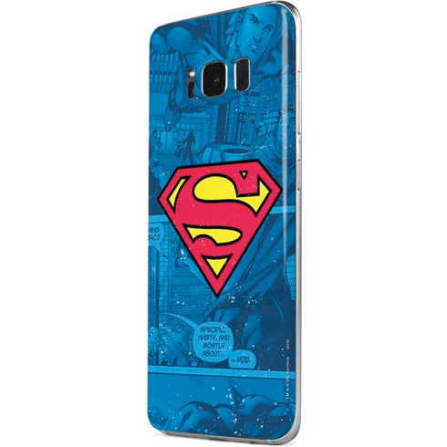 DC Comics Superman Logo Background Pattern Galaxy S8 Skin
