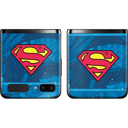 DC Comics Superman Logo Background Pattern Galaxy Z Flip Skin