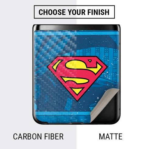 DC Comics Superman Logo Background Pattern Galaxy Z Flip Skin