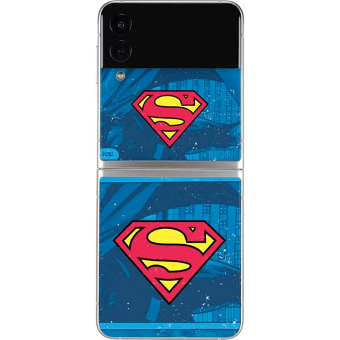 DC Comics Superman Logo Background Pattern Galaxy Z Flip3 5G Skin