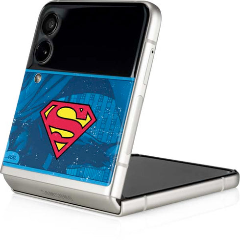DC Comics Superman Logo Background Pattern Galaxy Z Flip3 5G Skin