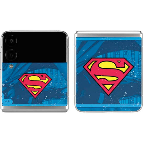 DC Comics Superman Logo Background Pattern Galaxy Z Flip4 5G Skin