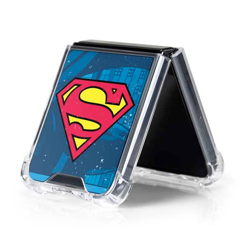 DC Comics Superman Logo Background Pattern Galaxy Z Flip5 5G Clear Case