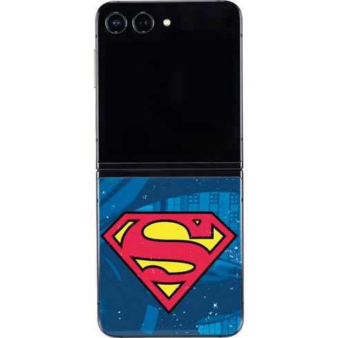 DC Comics Superman Logo Background Pattern Galaxy Z Flip5 5G Skin