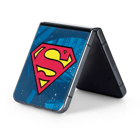 DC Comics Superman Logo Background Pattern Galaxy Z Flip5 5G Skin