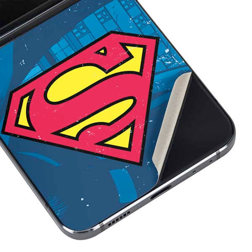 DC Comics Superman Logo Background Pattern Galaxy Z Flip5 5G Skin