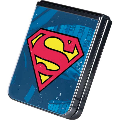 DC Comics Superman Logo Background Pattern Galaxy Z Flip5 5G Skin