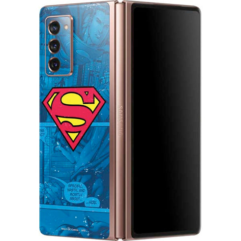 DC Comics Superman Logo Background Pattern Galaxy Z Fold2 5G Skin