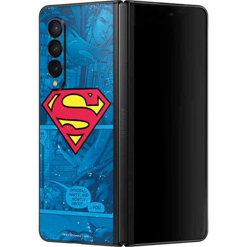 DC Comics Superman Logo Background Pattern Galaxy Z Fold3 5G Skin