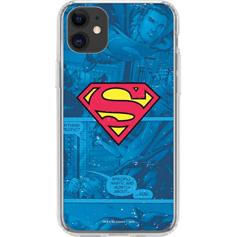 DC Comics Superman Logo Background Pattern iPhone 11 Clear Case