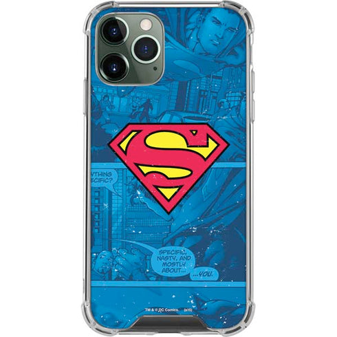 DC Comics Superman Logo Background Pattern iPhone 11 Pro Max Clear Case