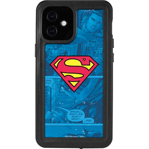 DC Comics Superman Logo Background Pattern iPhone 12 Mini Waterproof Case