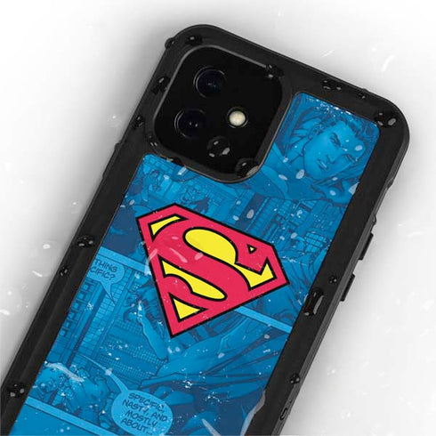 DC Comics Superman Logo Background Pattern iPhone 12 Mini Waterproof Case