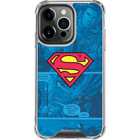 DC Comics Superman Logo Background Pattern iPhone 13 Pro Clear Case